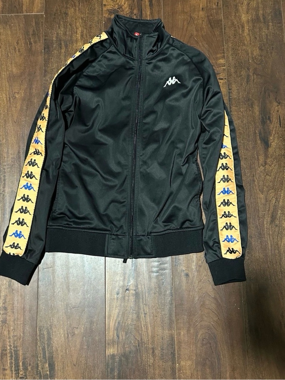 Kappa Black Track Jacket with Yellow Logo Stripe
